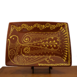 Redware Dove of Peace Rectangular Platter by Henderson's Redware