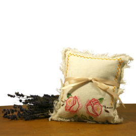 Lavender Filled Pillow with vintage linen