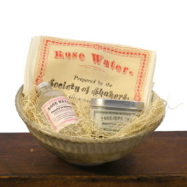 Shaker Rose Water Gift Set in Handmade Pottery Bowl