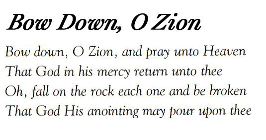 Lyrics - Bow Down, O Zion