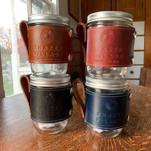 Shaker Village Leather Mason Jar Camp Mug by Kurier
