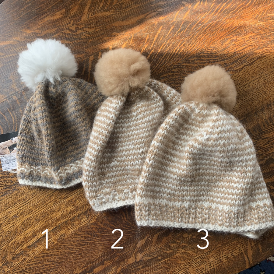 Alpaca Adult Pom Pom Hats by Notta Lotta Farm, Maine