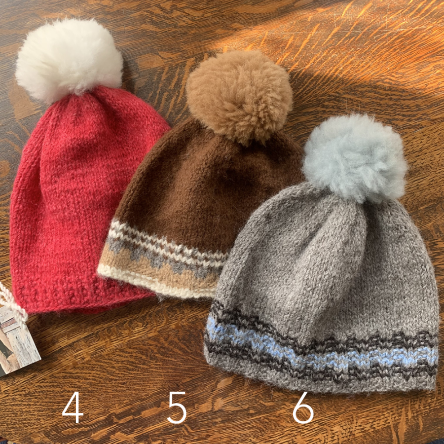 Alpaca Adult Pom Pom Hats by Notta Lotta Farm, Maine