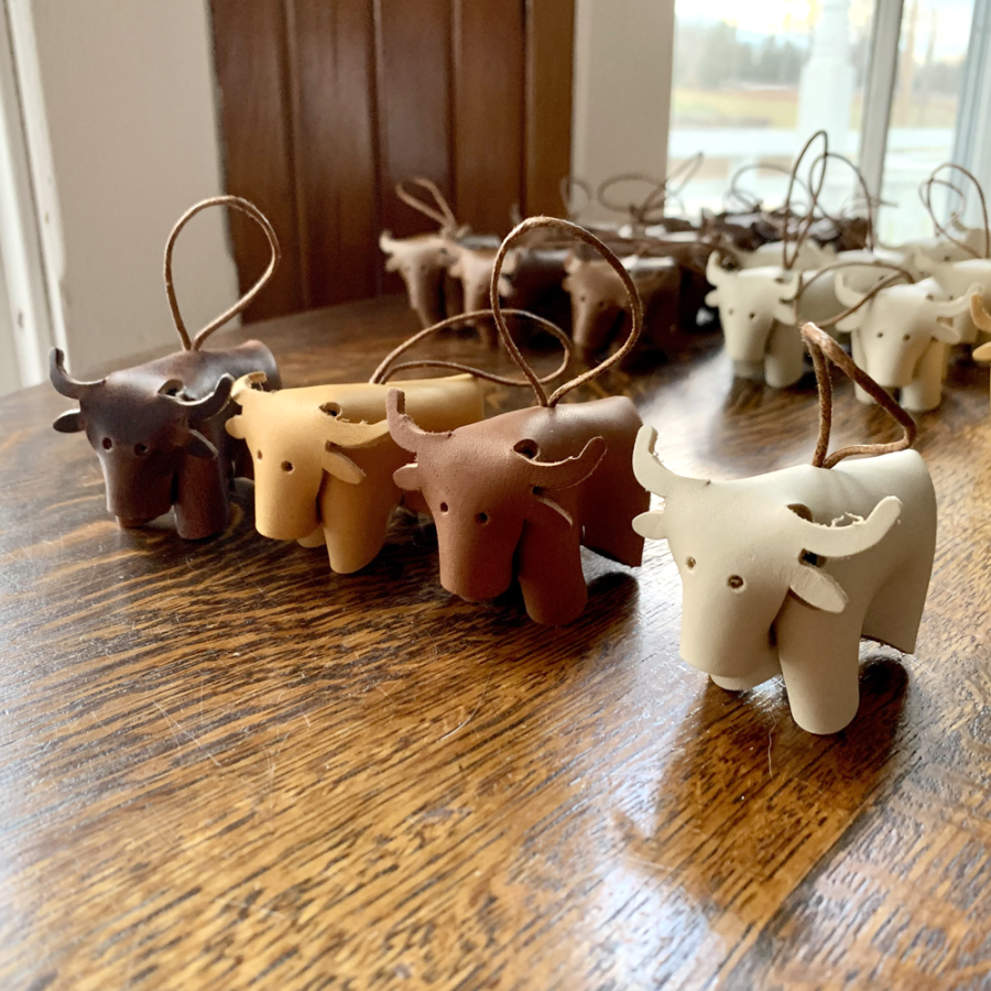 Scottish Highland Cow Leather Ornament by Kurier for Sabbathday Lake Shaker Village