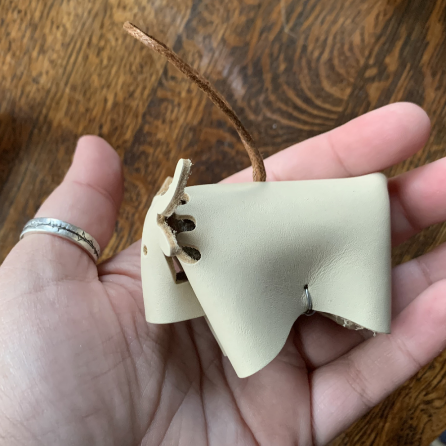 Scottish Highland Cow Leather Ornament by Kurier for Sabbathday Lake Shaker Village