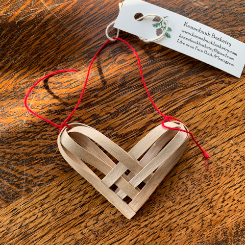 Woven Ash Heart Ornament by Kennebunk Basketry