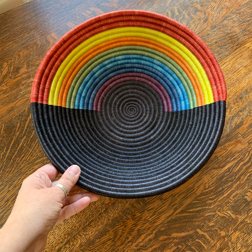 Large Rainbow Bowl Hand woven by Ange Muhorakeye