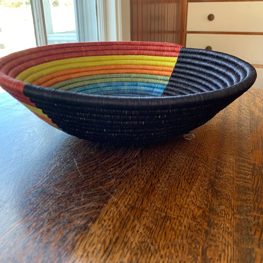Large Rainbow Bowl Hand woven by Ange Muhorakeye