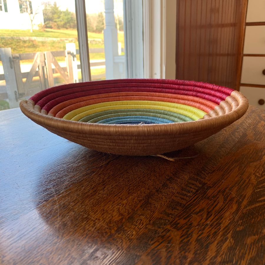 Large Rainbow Bowl Hand woven by Ange Muhorakeye