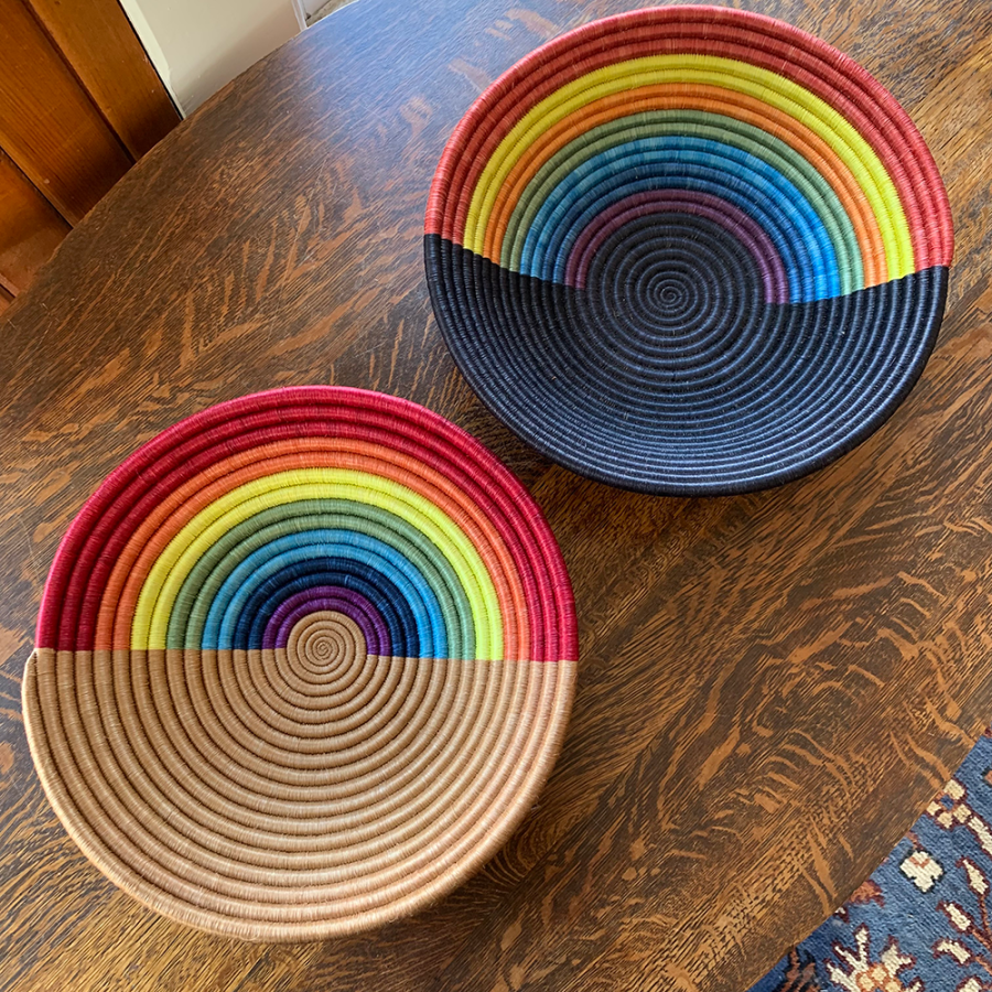 Large Rainbow Bowls Hand woven by Ange Muhorakeye