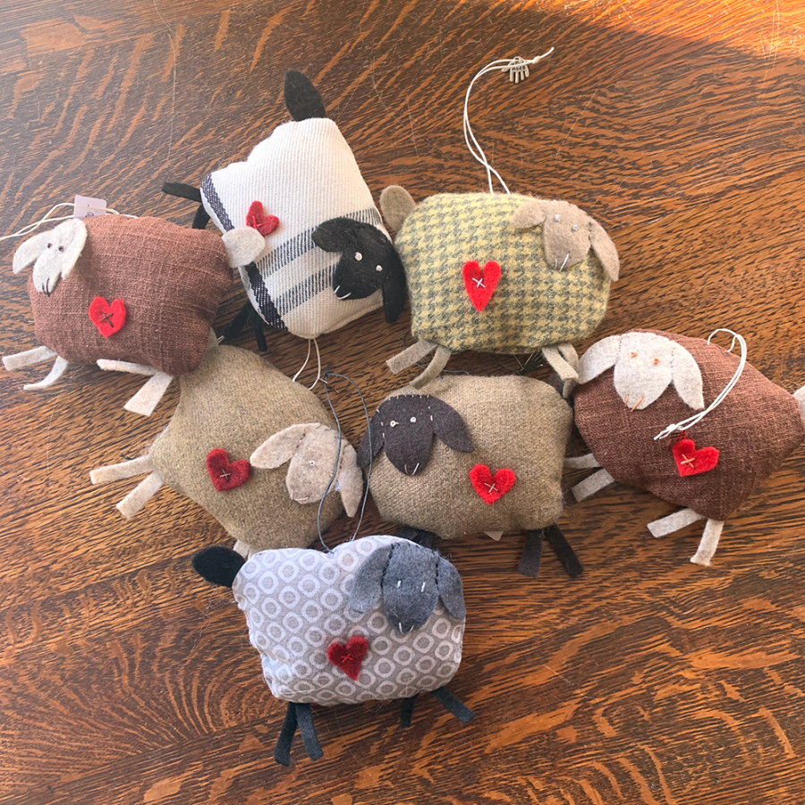 Sheep Ornament handmade by Bonnie Faulkner for Shaker Village