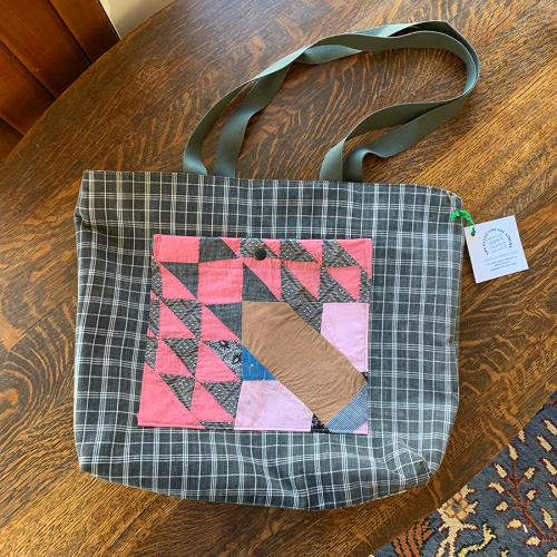Handmade Tote Bag made from Vintage Fabric and Quilt by Jamie Ribisi-Braley and Brian Braley