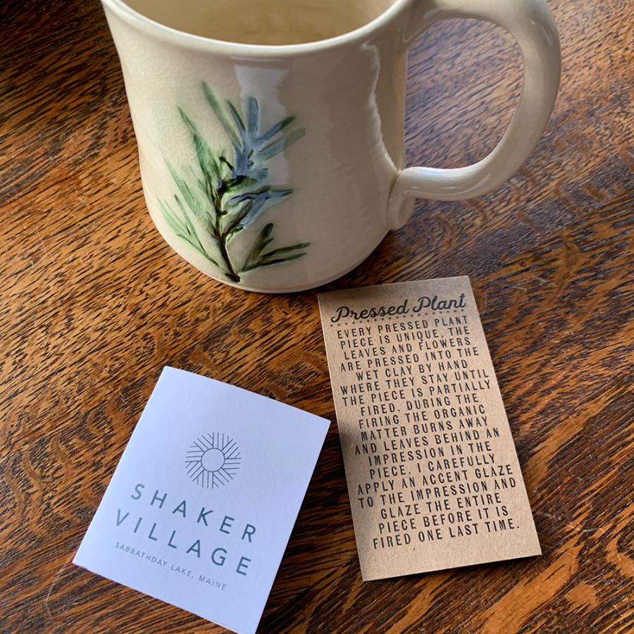 12 oz Pressed Rosemary Mugs for Shaker Village handmade by Liane Pottery
