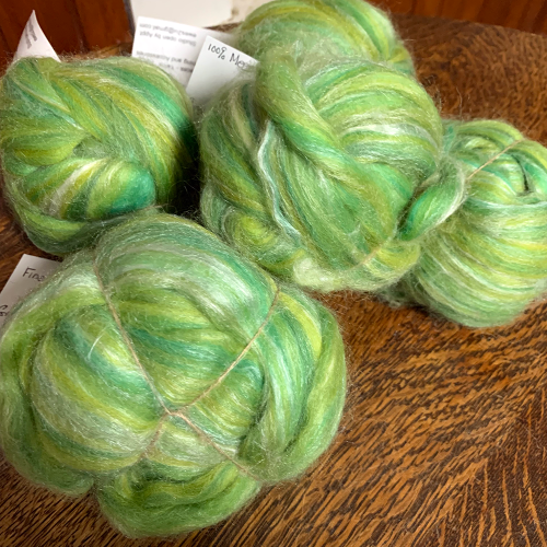 Green Yellow Merino Wool Roving by Ewes to You, Betsey Leslie