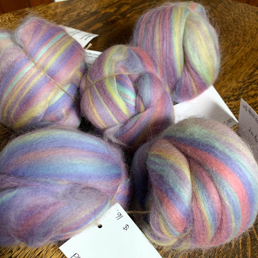 Pastel Rainbow Merino Wool Roving by Ewes to You, Betsey Leslie