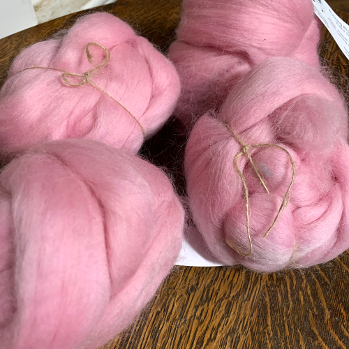 Pink Merino Wool Roving by Ewes to You, Betsey Leslie