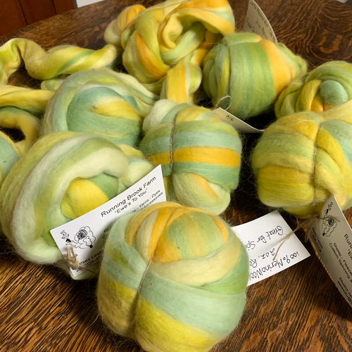 Yellow Green Merino Wool Roving by Ewes to You, Betsey Leslie