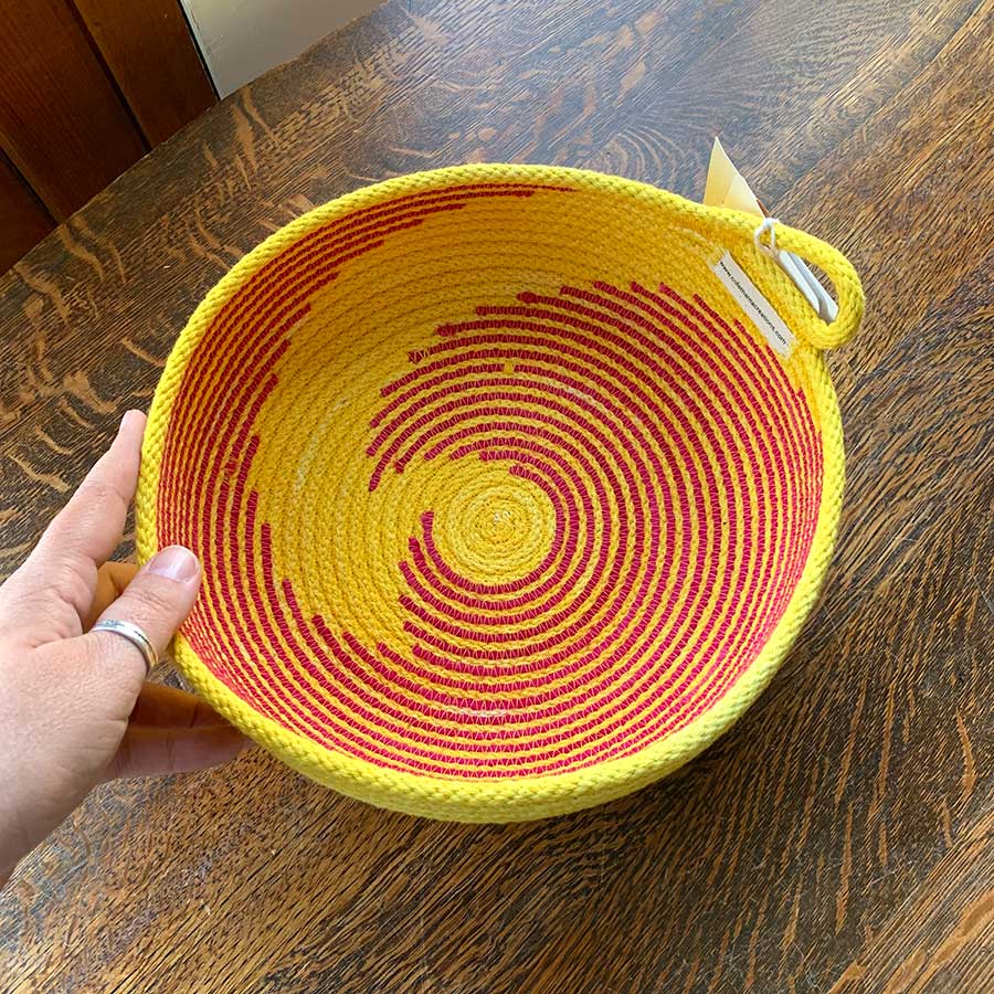 Colemama Creations Yellow and Red Rope Basket Bowl