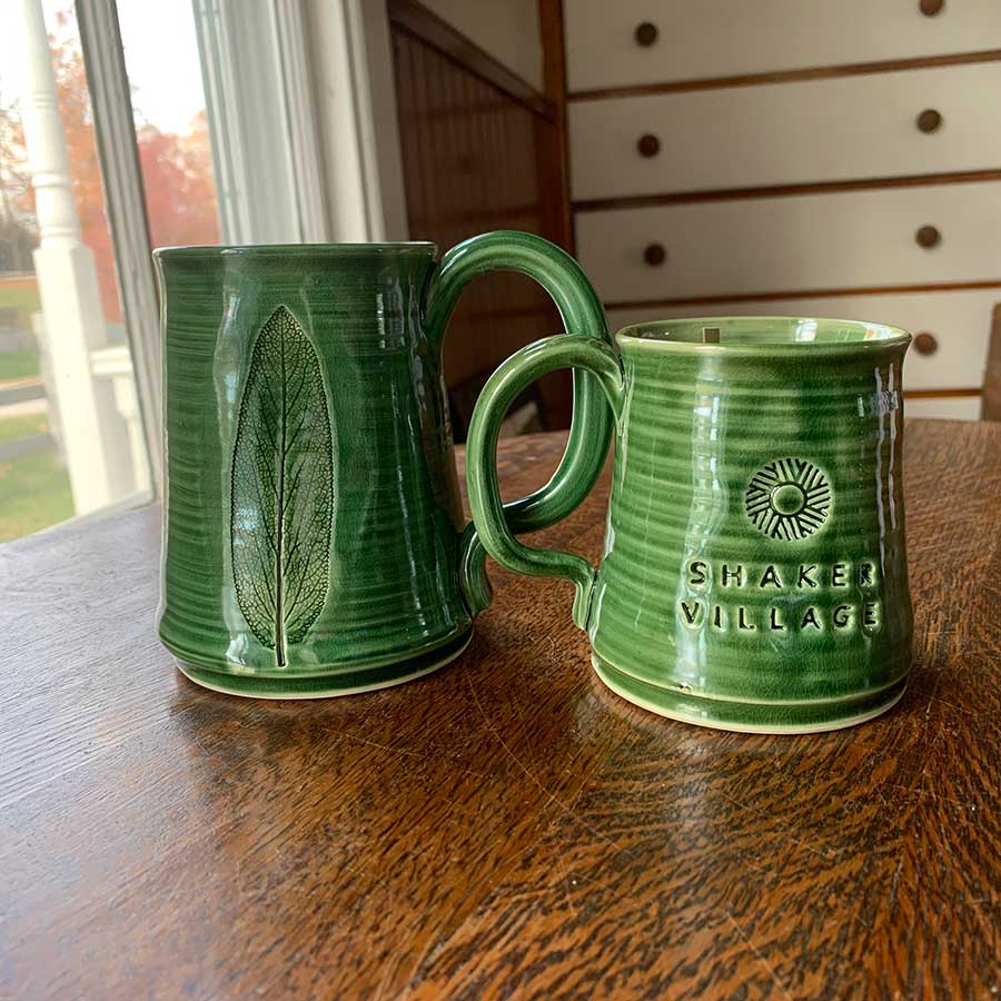 12 oz Pressed Herb Mugs for Shaker Village handmade by Liane Pottery