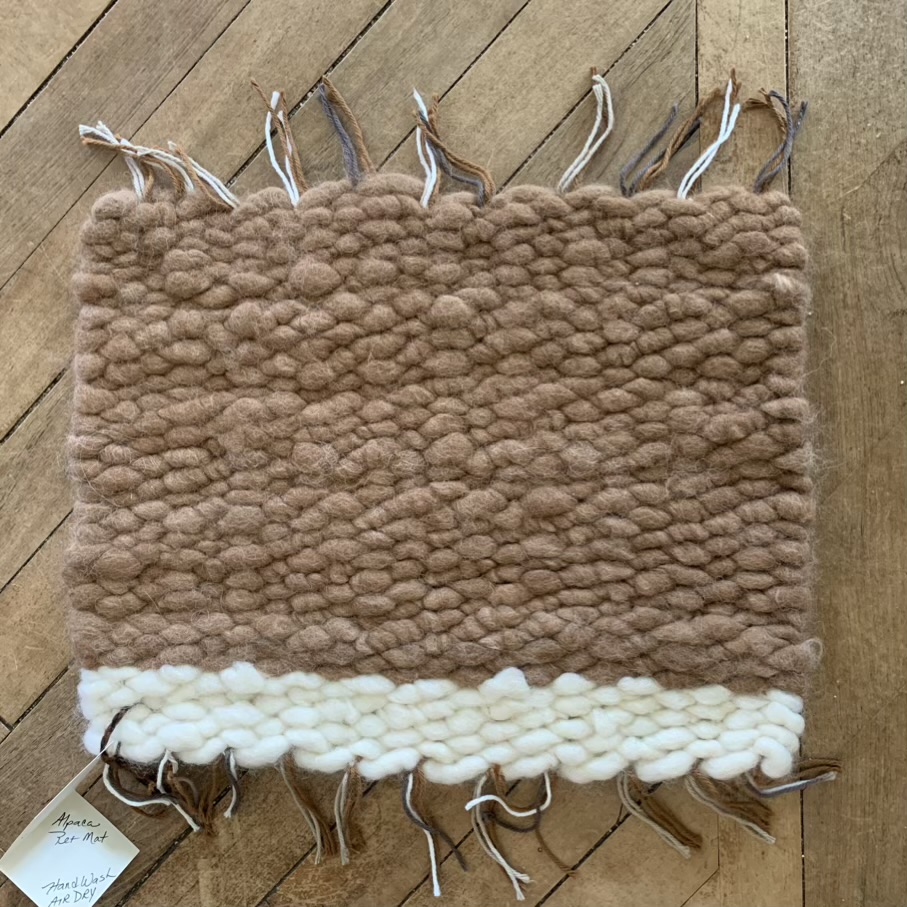 Alpaca Pet Mat Rug- Handmade on a peg loom by Kathleen Wentworth of Notta Lotta Farm