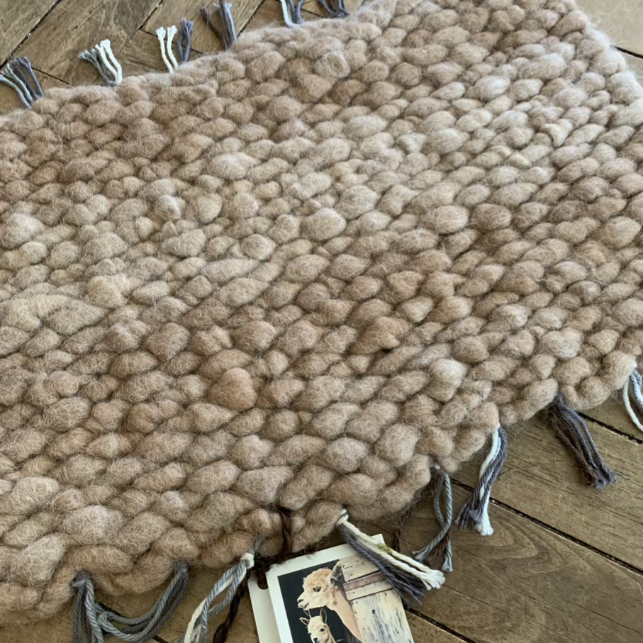 Alpaca Pet Mat Rug- Handmade on a peg loom by Kathleen Wentworth of Notta Lotta Farm