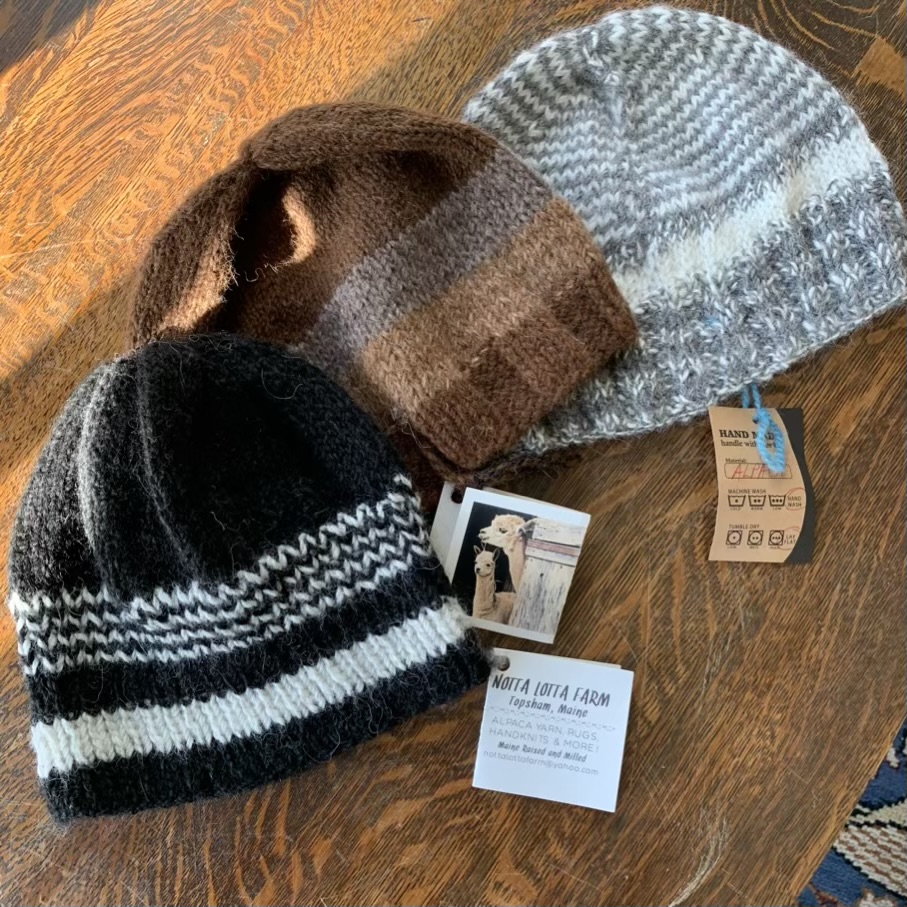 Alpaca Adult Beanie Hats by Notta Lotta Farm, Maine