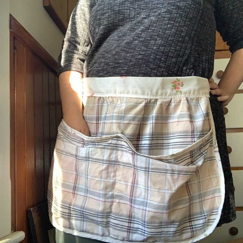 River Swan Apron - Bib style, Peach Plaid