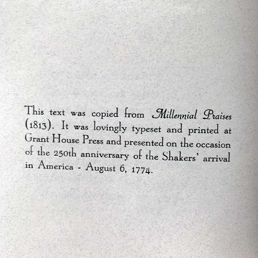 Mother Letterpress book by Grant House Press for Sabbathday Lake Shaker Village